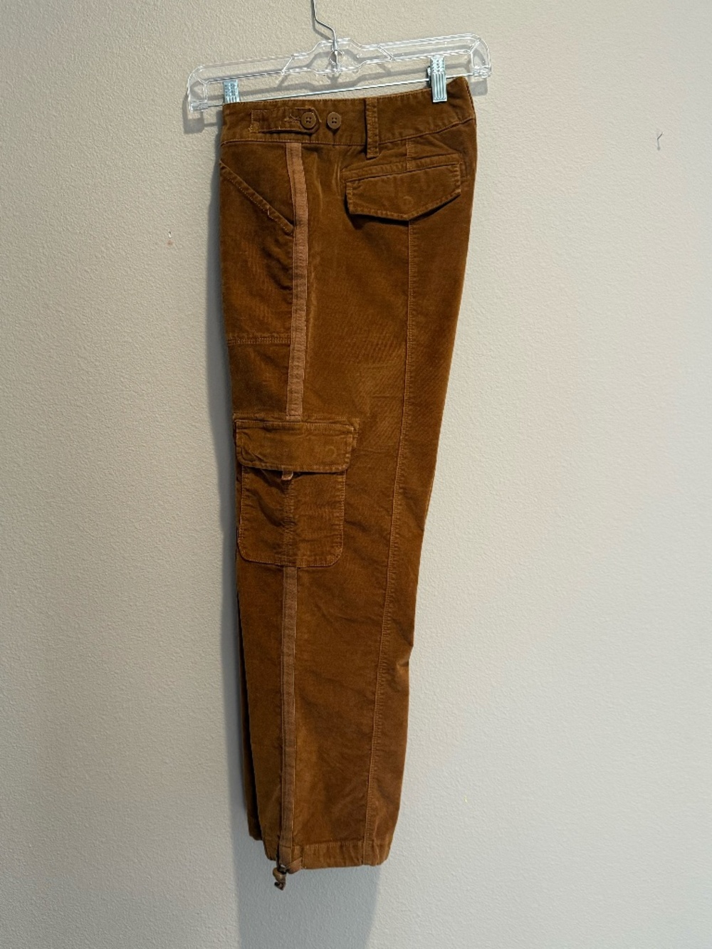 Sanctuary Women’s Cargo Pants Size 31 Cognac Brown Fine Wale Corduroy Cropped